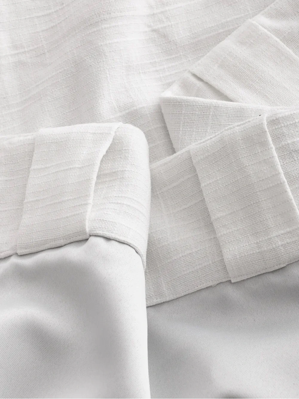 QUINCE Set Of 2 48x96 Cotton Slub Room Darkening Curtains White 0707